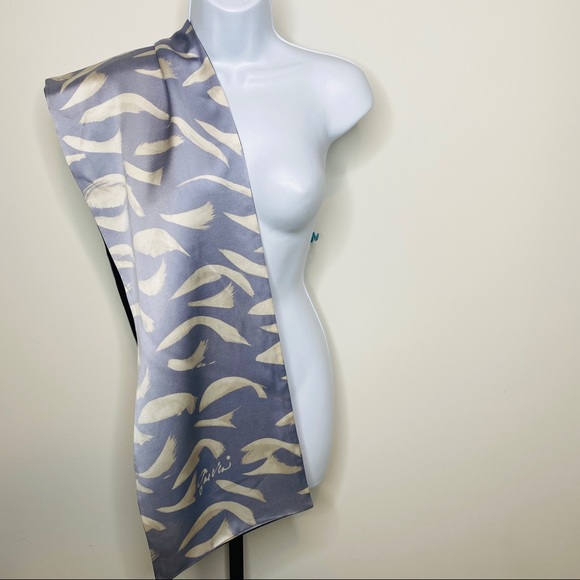 Vintage Blue & Gray Reversible Silk & Wool Scarf - Picture 4 of 13